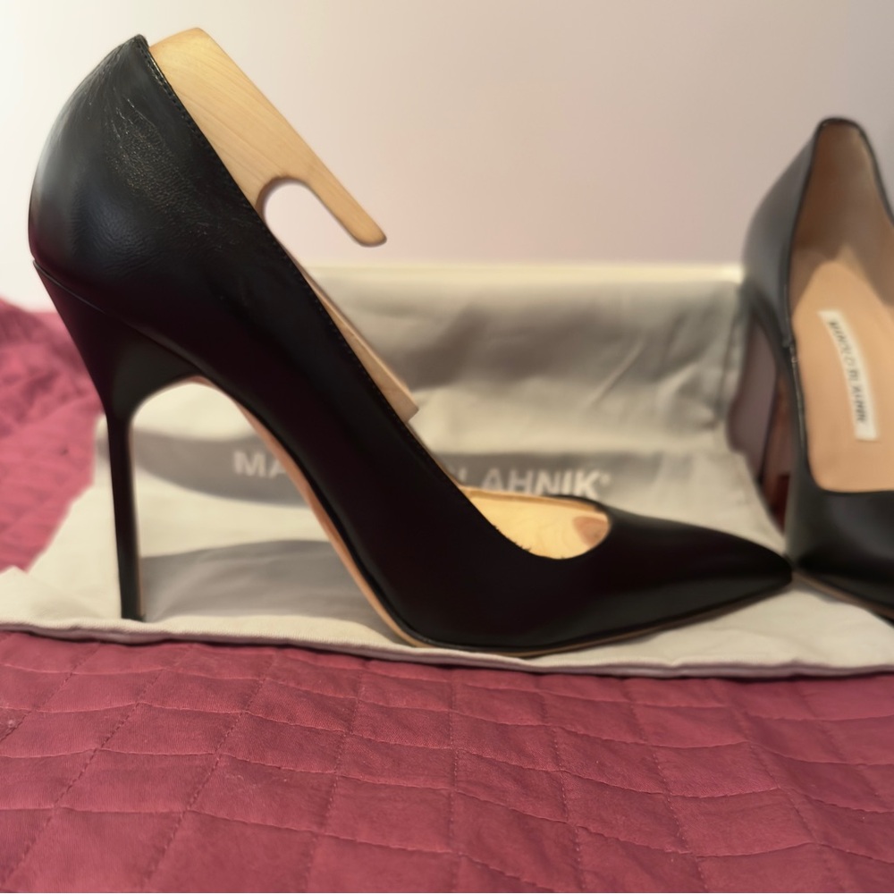 Manolo Blahnik Black kid 105 Leather BB Heels